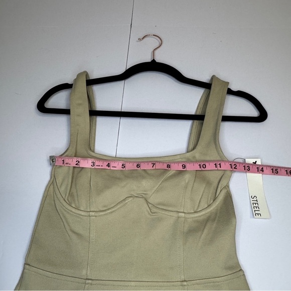 STEELE Bustier Mini Dress XS NWT Beige Bodycon Cocktail - Picture 4 of 8